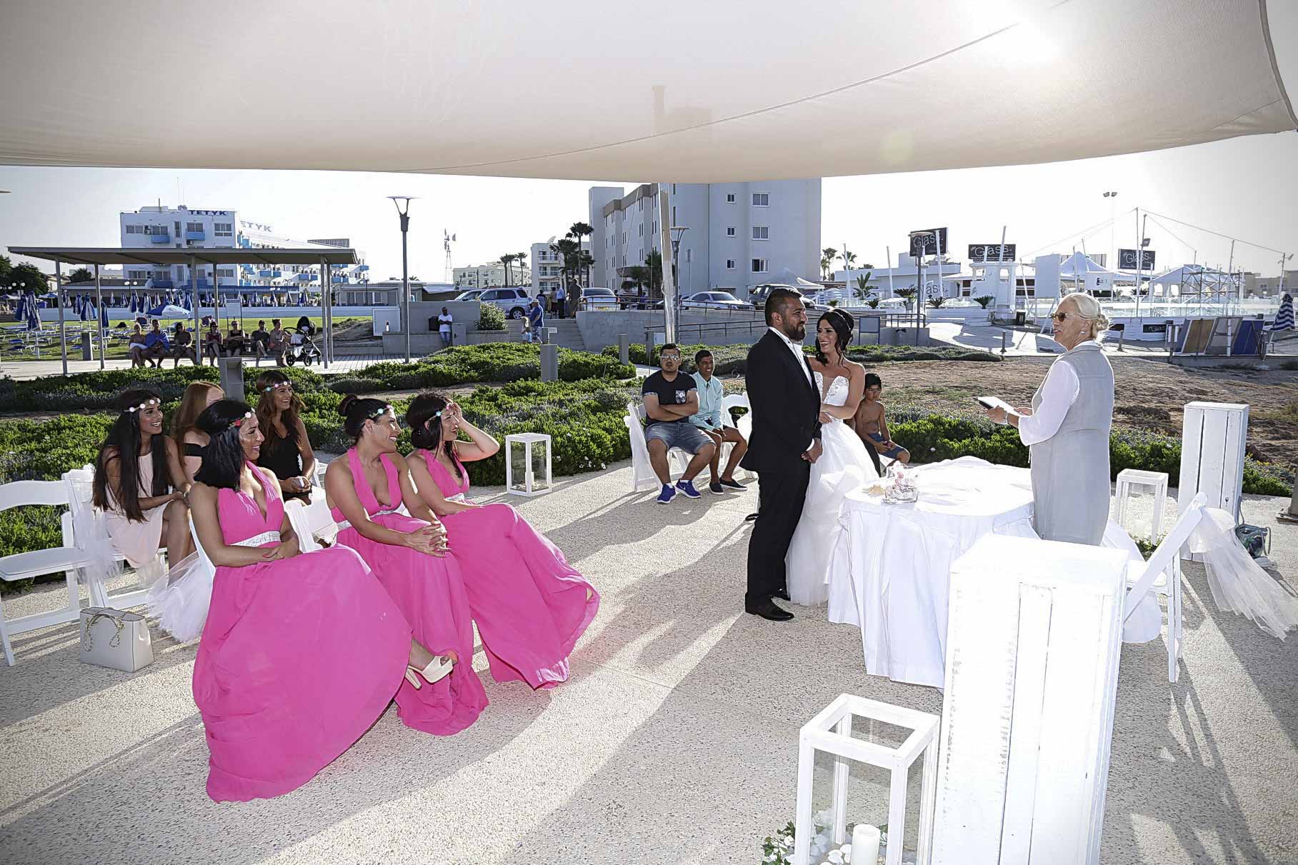 Bridesmaids at Symbolic ceremony East Coast Cyprus