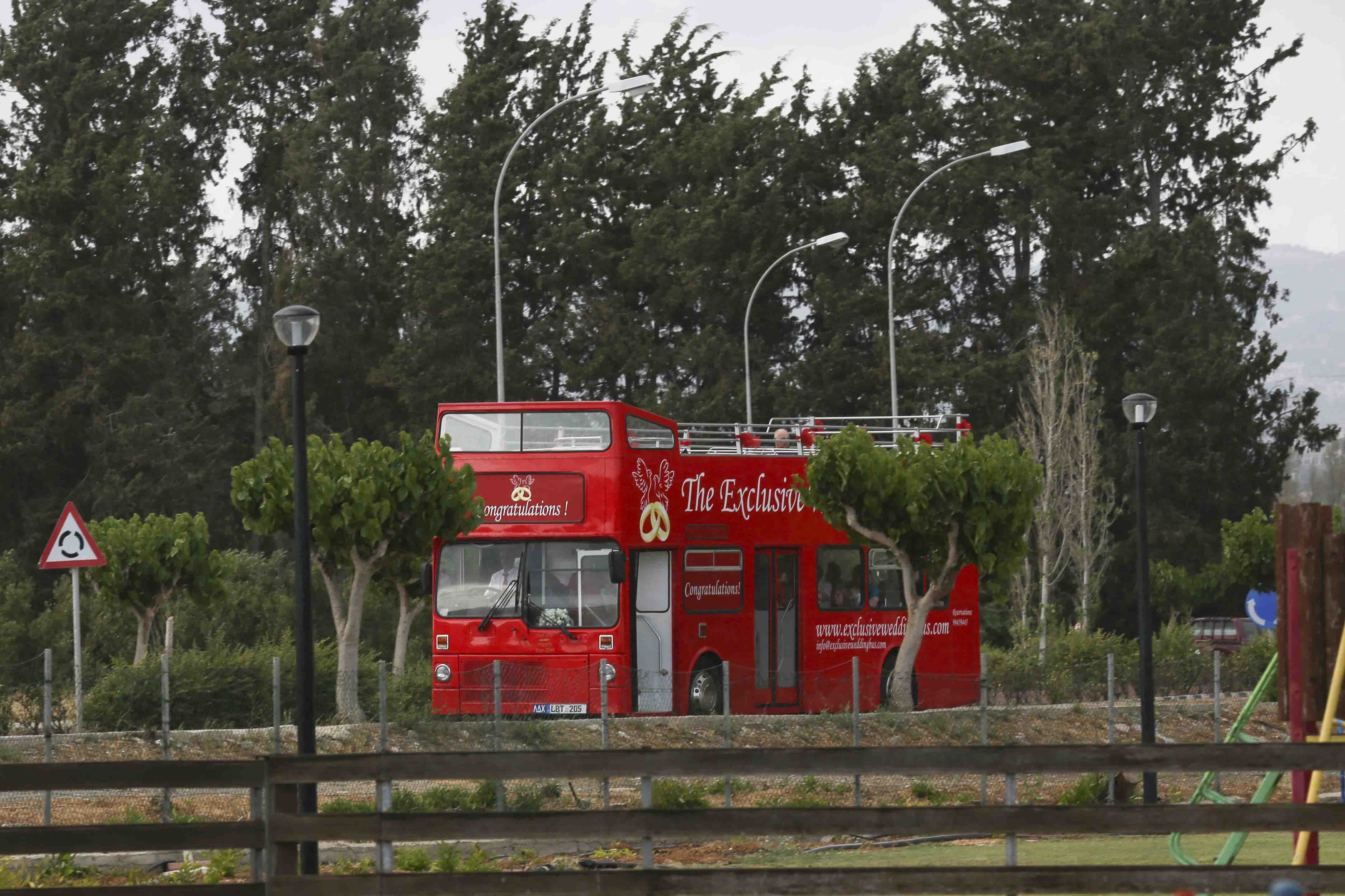 Open Top Red Wedding Bus Cyprus